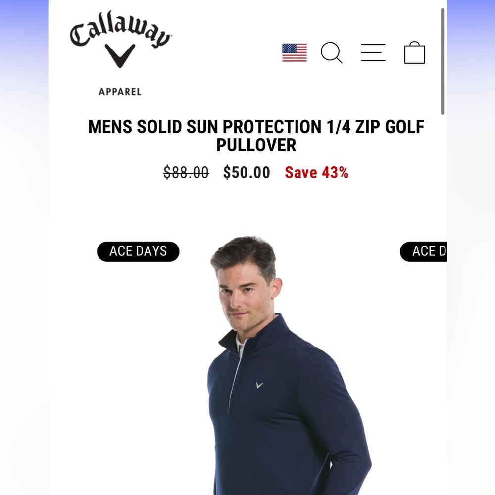 Men’s Callaway Sun Protection 1/4 zip pullover - Picture 5 of 5